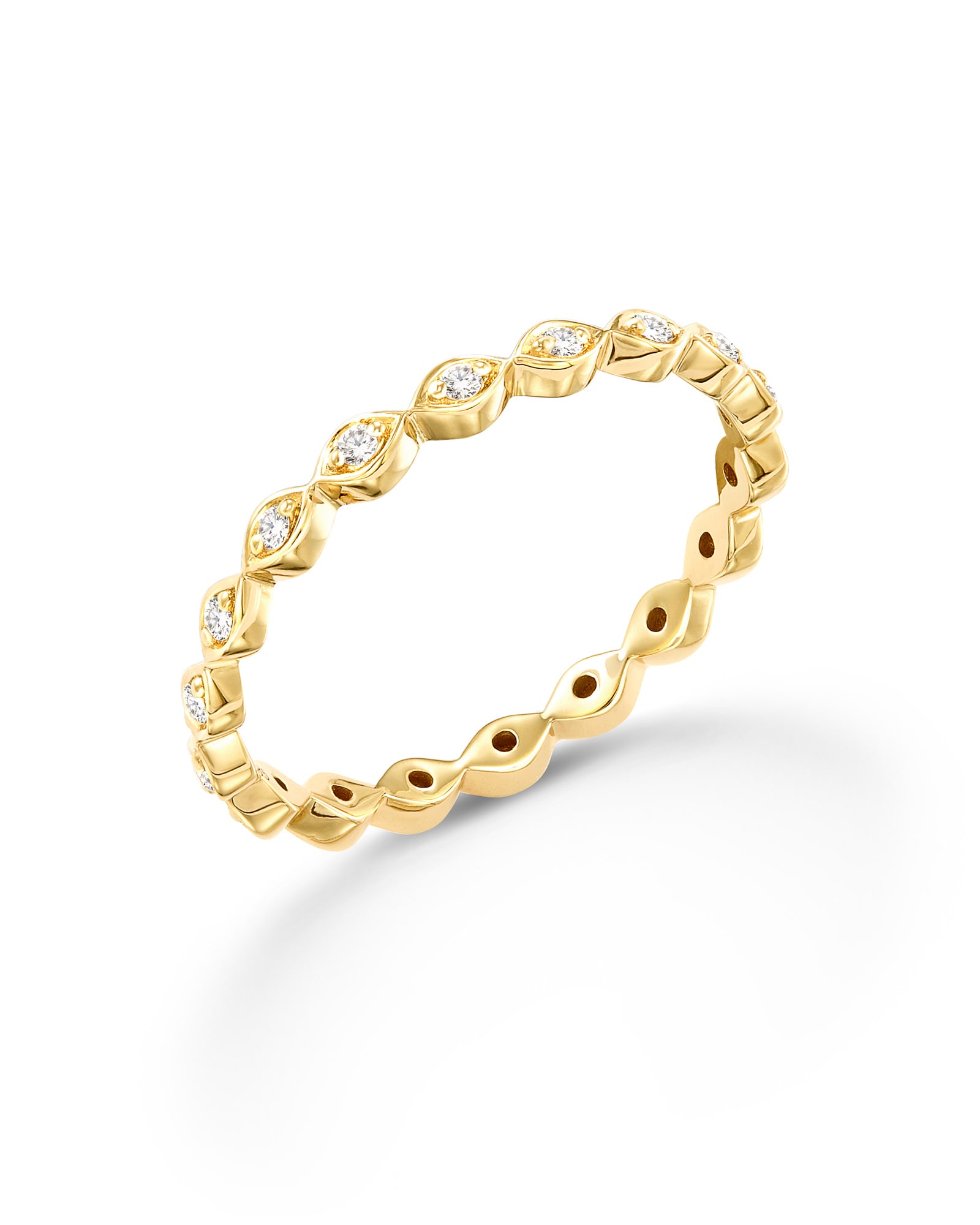 Nicolette 14k Yellow Gold Band Ring White Diamond